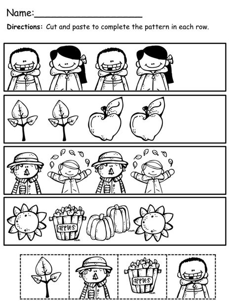 Cut And Paste Fall Pre K Worksheets
