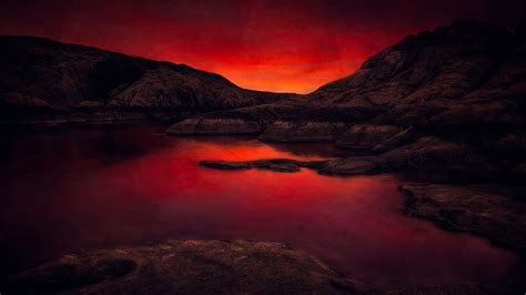 Download Mountain Orange Color Sky Nature Sunset 4k Ultra Hd Wallpaper