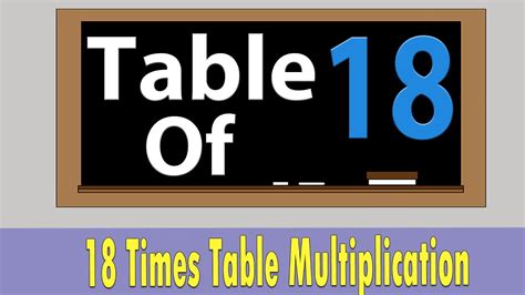 18 Times Table Multiplication For Beginners 18x Table Eighteen