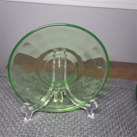 STUNNING 2 Vintage Uranium Vaseline Glass Saucers By Federal Etsy