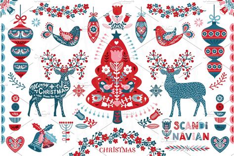 Scandinavian Nordic Christmas Set Pre Designed Photoshop Graphics
