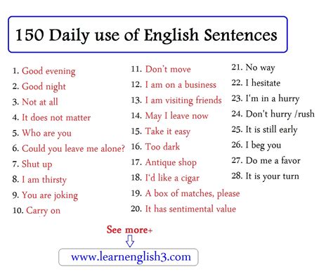 Daily Use Of English Sentences