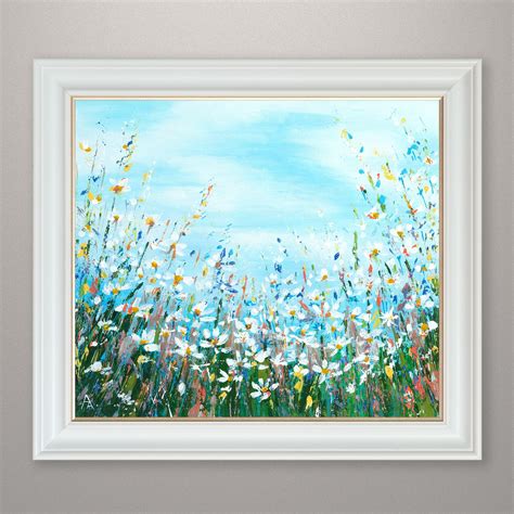 Meadow Flowers Painting Floral Acrylic Painting Skipping Etsy