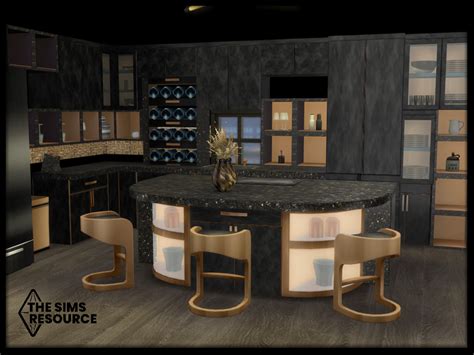 The Sims Resource Black And Gold Kitchen Set