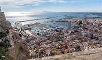 View from Castell de la Santa Bàrbara to the port of Alicante (Costa ...
