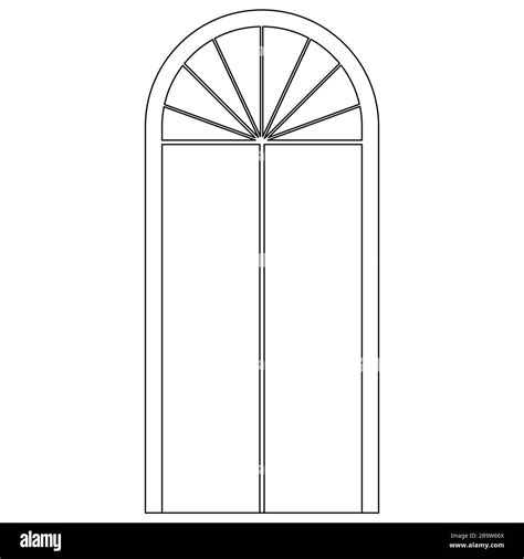 Arch Type Of Window Outline For House Isolated On White Background