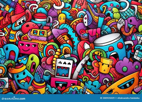 Vibrant Cartoon Sticker Background With Colorful Graffiti Artwork And