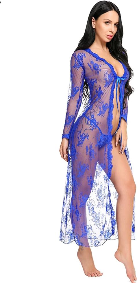Amazon Com Lingerie For Women Sexy Long Lace Dress Sheer Gown See