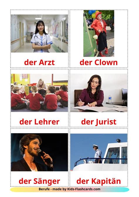 Professions 36 Free Printable German Flashcards