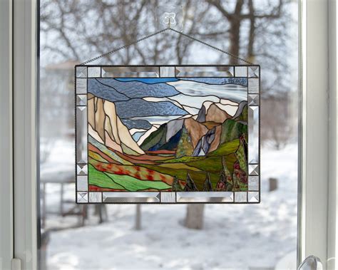 Mountain Stained Glass Panel Mothers Day T Sierra Nevada Etsy