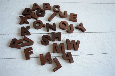 Red Wood English Alphabet With Magnets Abc Letters Educational Etsy Alphabet Gifts Wooden