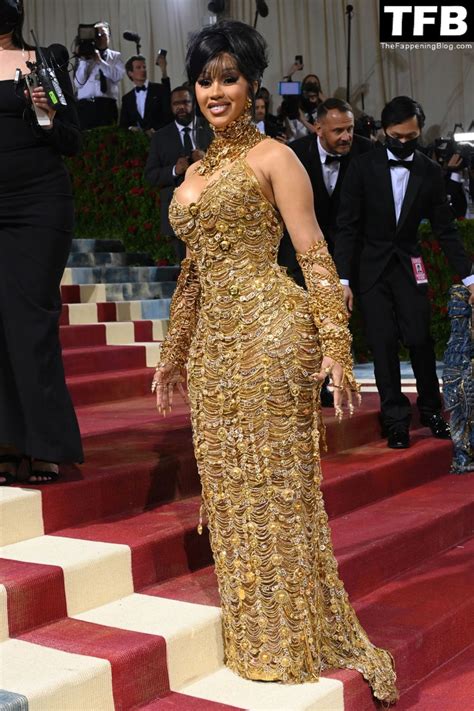cardi b shows off her huge boobs in a golden dress at the 2022 met gala in nyc 70 photos