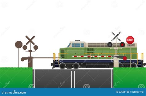Railroad Crossing Vector Illustration Stock Vector Illustration Of