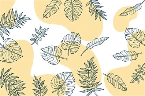 Download Linear Foliage Leaves With Pastel Color Background For Free In
