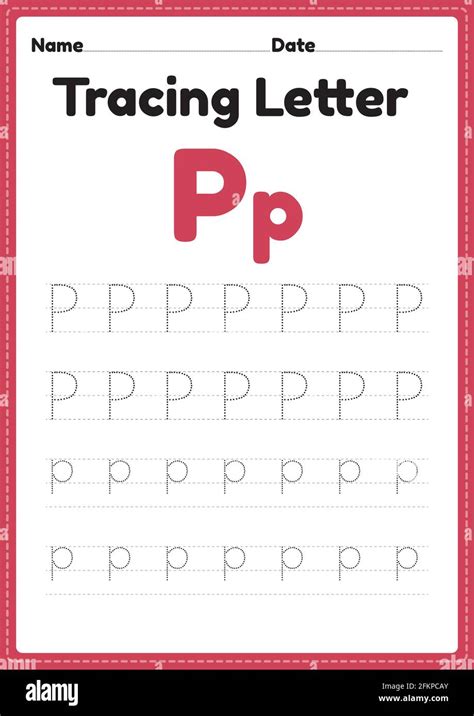 Tracing Letter P Alphabet Worksheet For Kindergarten And Preschool Kids
