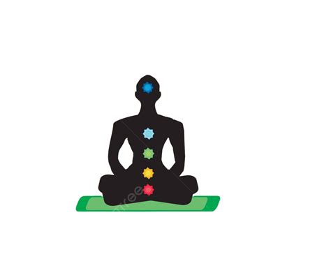 Colored Chakra Points In Lotus Pose Padmasana Yoga Vector Meditation Spirit Decoration Png