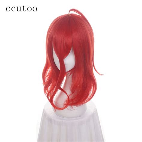 Ccutoo 45cm Red Curly Synthetic Hair Styled Wig Houseki No Kuni