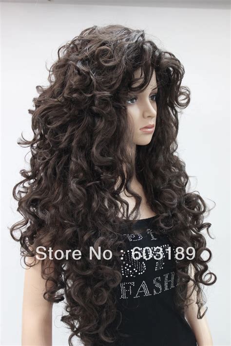 Free Shipping 2013 New Fashion Cosplay Dark Brown Long Curly Wig 30 Synthetic Hiar Women S Wigs