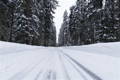 Snowy Road With Icy Conditions Stock Image Image Of Outdoor