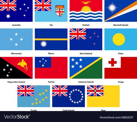 Set All Flags Countries Oceania Royalty Free Vector Image