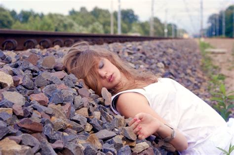 Girl On The Railway Railway Station Metro Subway The Girl