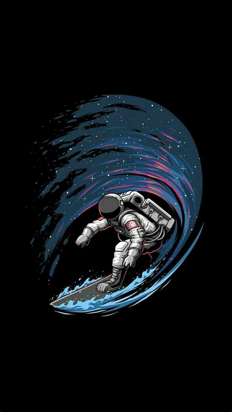 Astronaut Surfing In Space Iphone Wallpaper Iphone