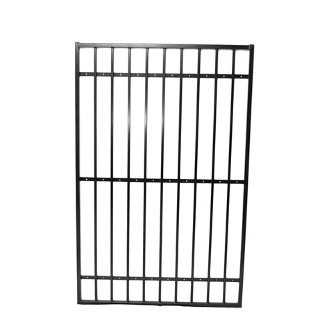 5 Ft W X 6 Ft H Black Iron Swinging Wood Block Wall Fence Gate 56ig