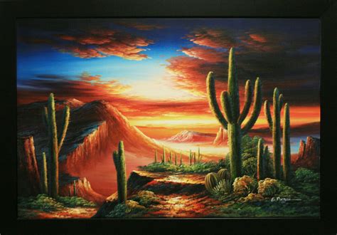 Desert Valley Cactus Sunset Canyons Southwest Landscape