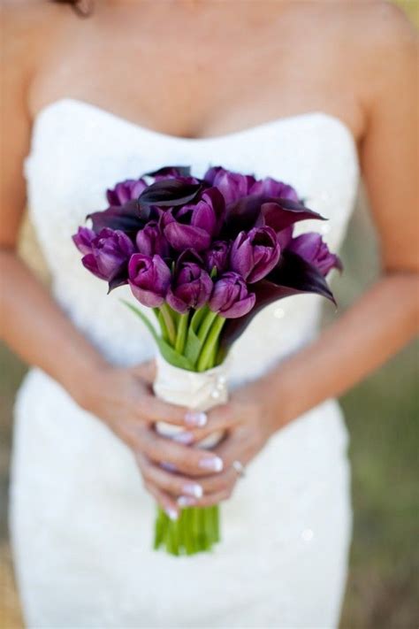 $80 for a simple and elegant yellow or pink rose bouquet Simple Purple Wedding Bouquets