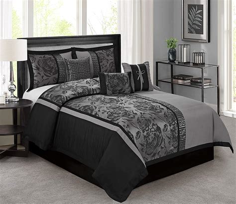 Free shipping on prime eligible orders. HIG 7 Piece Comforter Set Queen-Gray Jacquard Fabric ...