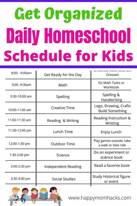 Free Printable Daily Homeschool Schedule For Kids Homeschool Schedule
