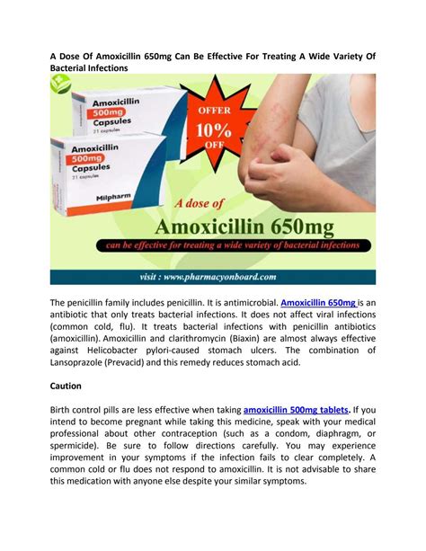 A Dose Of Amoxicillin 650mg Can Be Effective For Treating Of Bacterial