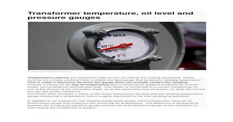 Transformer temperature, oil level and pressure temperature, oil level and pressure gauges ...