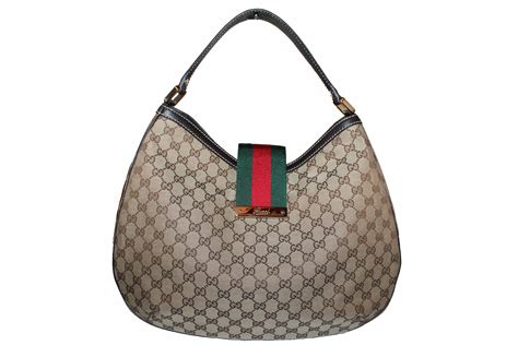 Authentic Gucci Brown Monogram Ladies Web Large Hobo Bag Paris