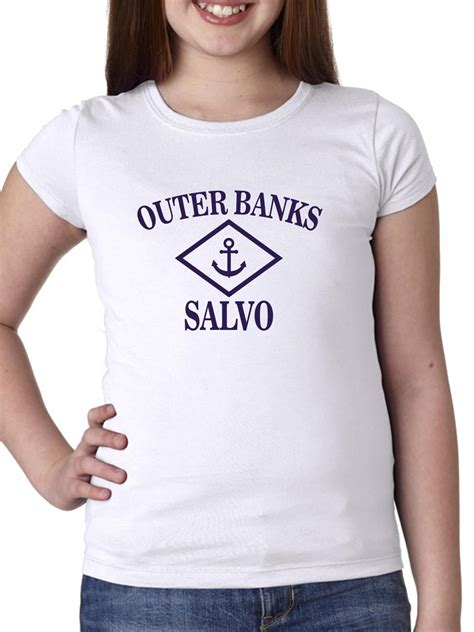 Outer Banks Salvo Nc Nautical Anchor Girls Cotton Youth T Shirt