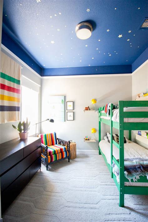 This shade of blue may be the most versatile color ever, because it works with almost anything, from coral, to pink, to green, to yellow. Outdoors Inspired Boys Room | Kids room paint colors, Boy ...