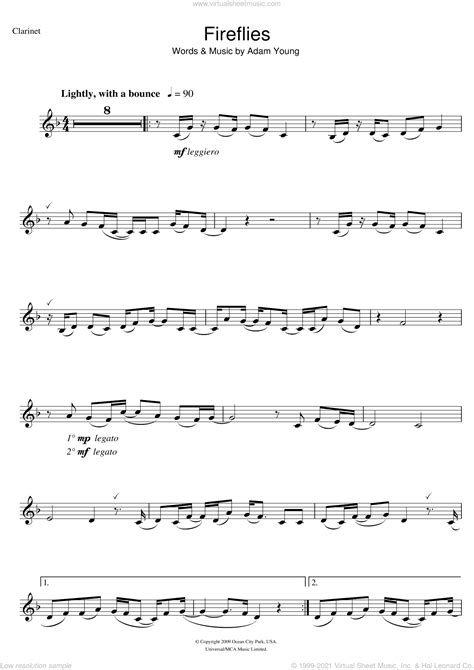 Our blog also provides you with guides on how to read. City - Fireflies sheet music for clarinet solo PDF