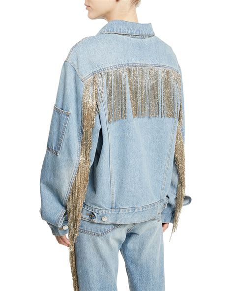 Helmut Lang Oversized Fringe Jean Jacket Neiman Marcus