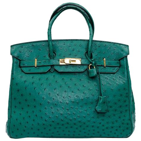 Hermes Birkin 35 Bag In Vertigo Green Ostrich Leather At 1stdibs