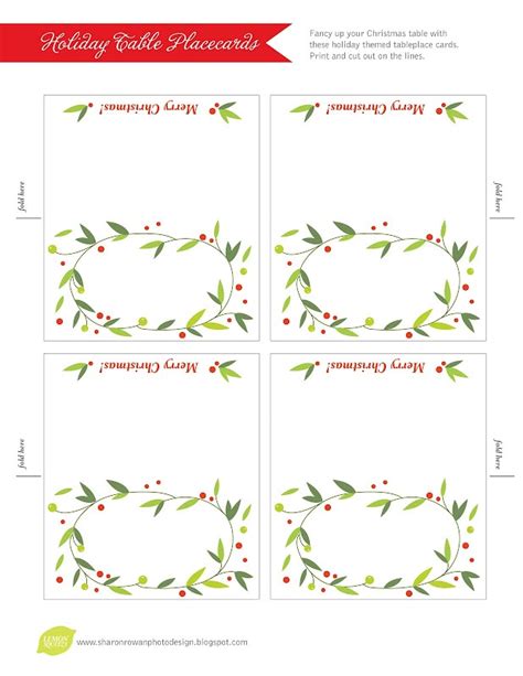 Free Printable Christmas Place Setting Cards