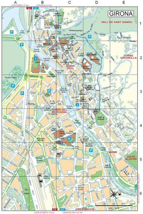 Girona Girona Downtown Map 1999 Ex