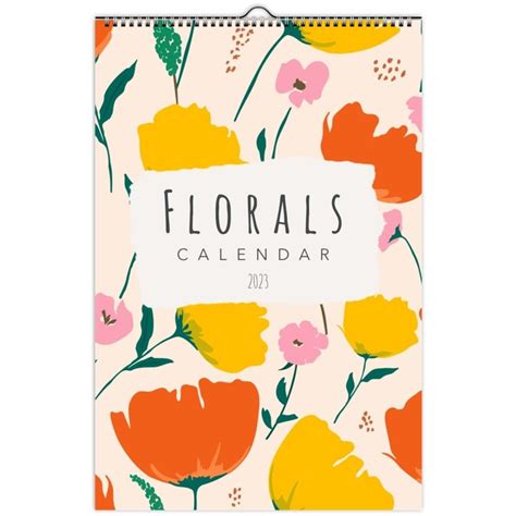 2023 Wall Calendar Floral Calendar Hanging Calendar Etsy