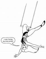 Coloring Trapeze Acrobat Artist Hanging Swinging Colorear Para Knee Originales Páginas sketch template