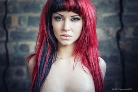 Wallpaper Women Redhead Model Dyed Hair Long Hair Blue Eyes
