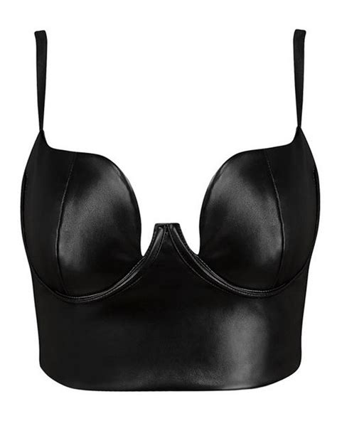 Angel Bustier Black Leather Crop Top Leather Bustier Leather Fashion