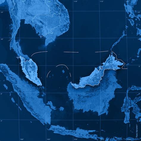 Malaysia Topographic Map Digital Art By Frank Ramspott