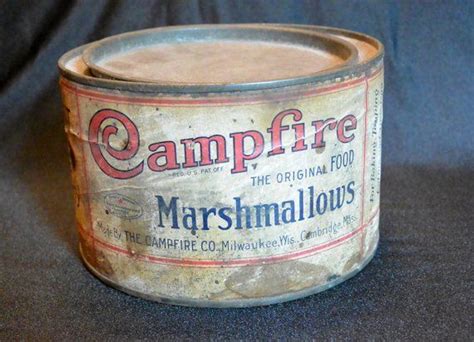 antique campfire marshmallow tin and cardboard package early etsy campfire marshmallows