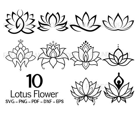 Lotus Flower Svg Cut File Lotus Flower Clip Art Silhouette Etsy Finland