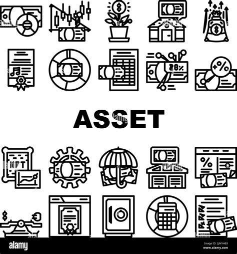 Asset Management Digital Business Icons Set Vector Stock Vector Image