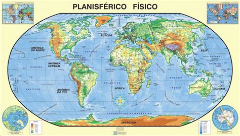 Planisfério Físico Mapa Mundi